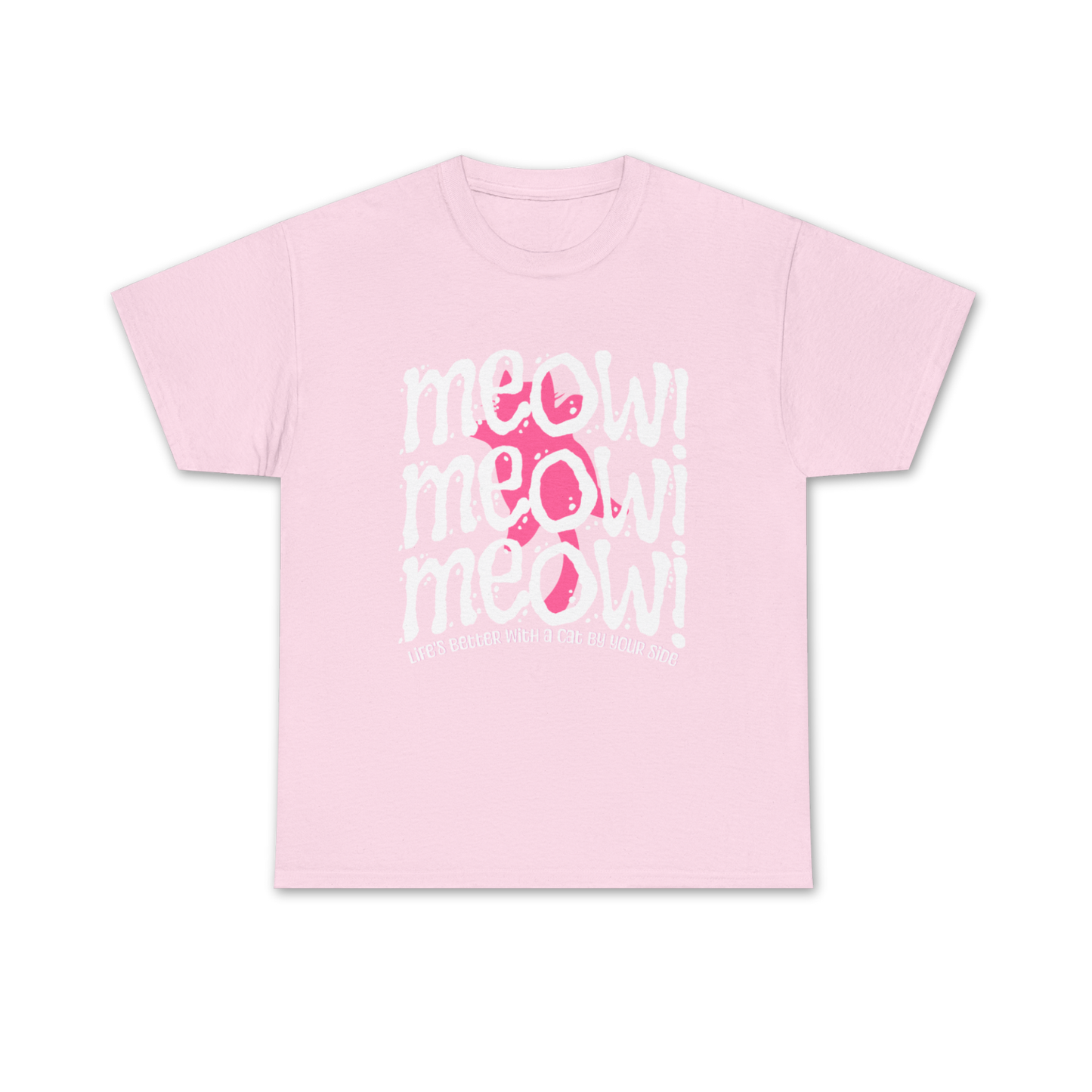Triple Meow Tee - Regular Fit - Pink Cat