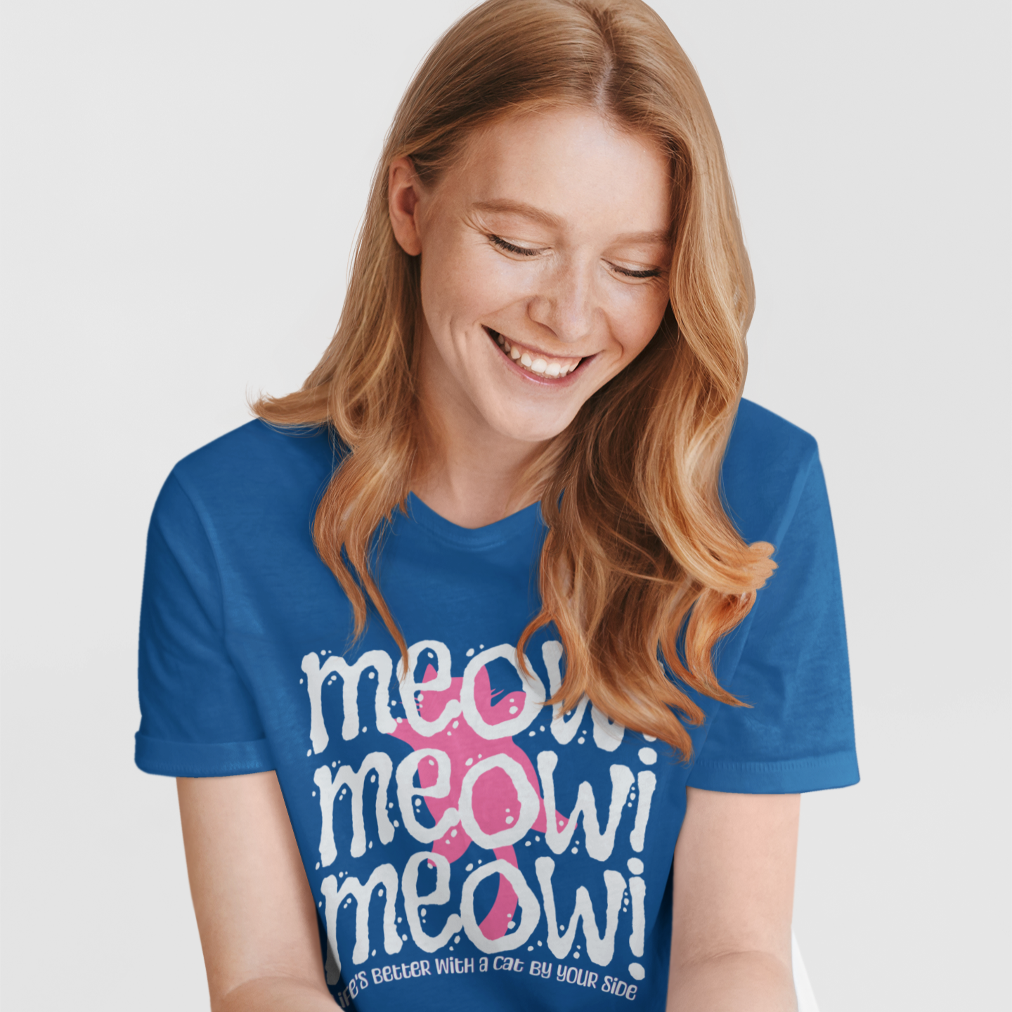Triple Meow Tee - Regular Fit - Pink Cat