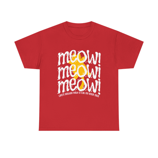 Triple Meow Tee - Regular Fit - Yellow Cat