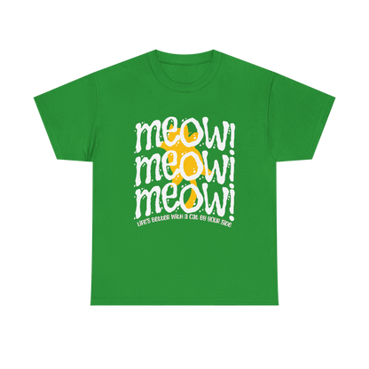 Triple Meow Tee - Regular Fit - Yellow Cat