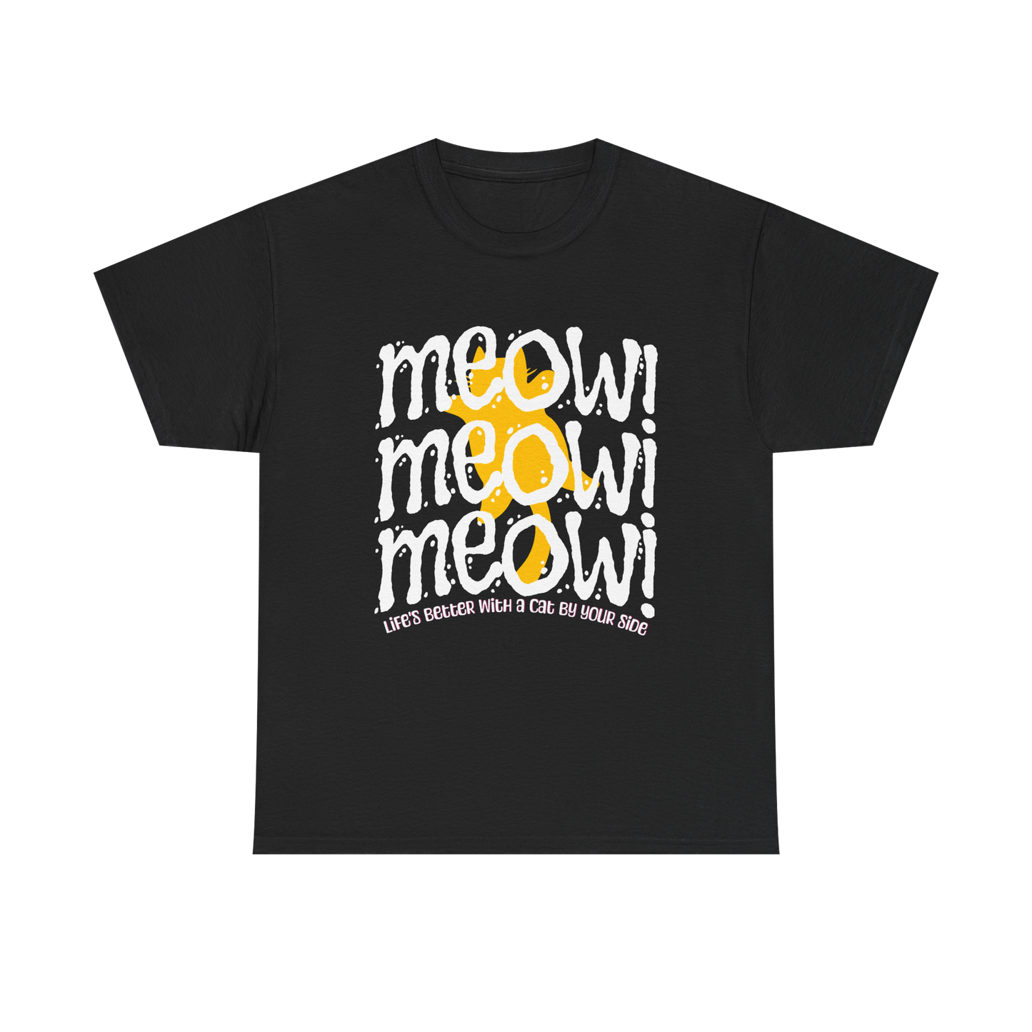 Triple Meow Tee - Regular Fit - Yellow Cat
