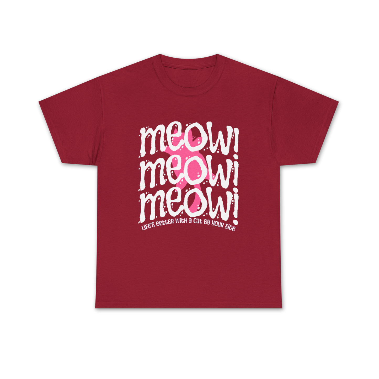 Triple Meow Tee - Regular Fit - Pink Cat