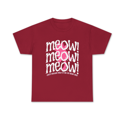 Triple Meow Tee - Regular Fit - Pink Cat
