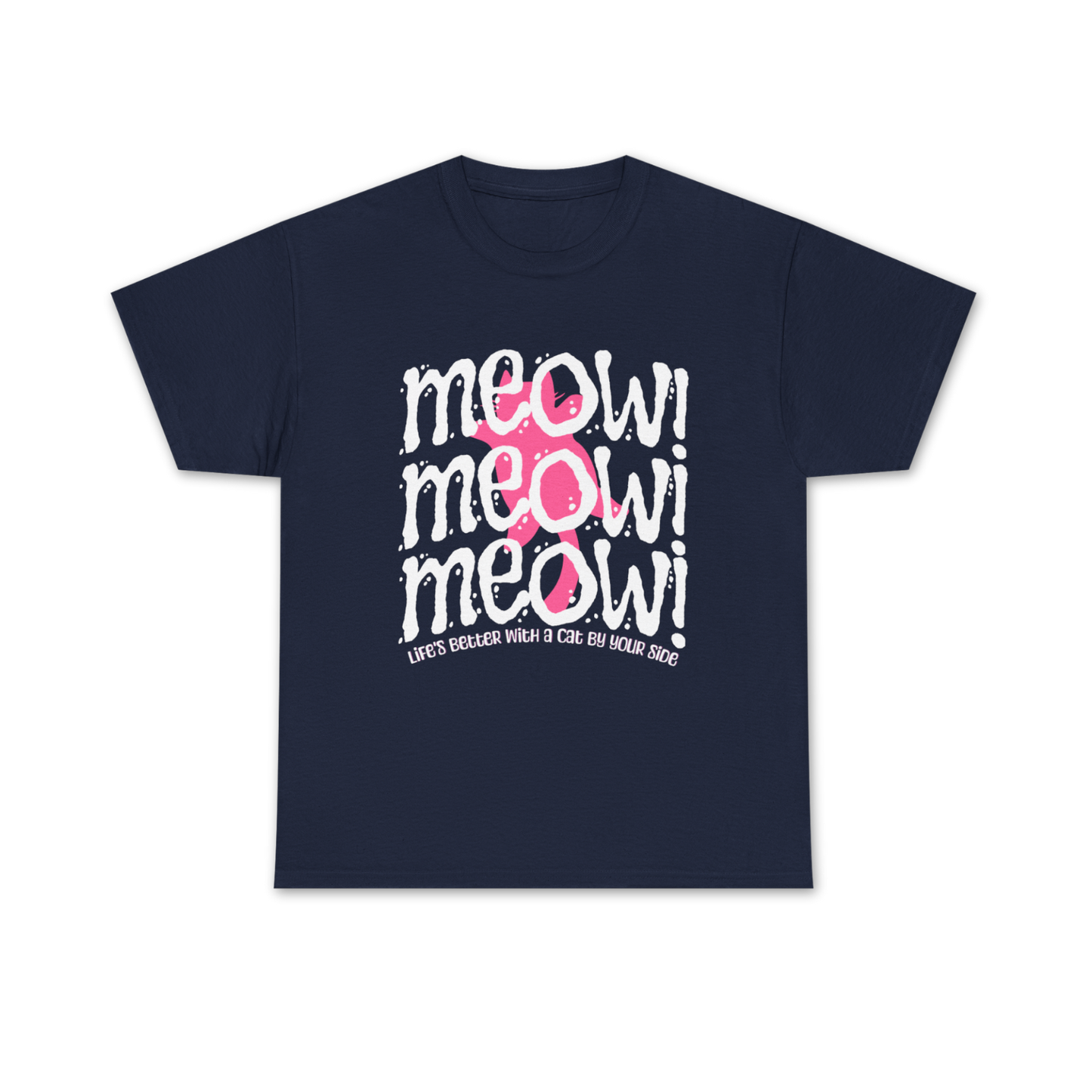 Triple Meow Tee - Regular Fit - Pink Cat
