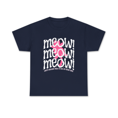 Triple Meow Tee - Regular Fit - Pink Cat