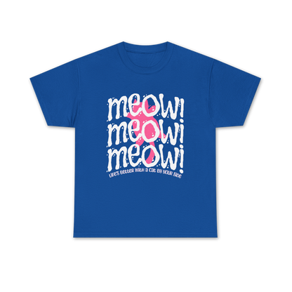Triple Meow Tee - Regular Fit - Pink Cat
