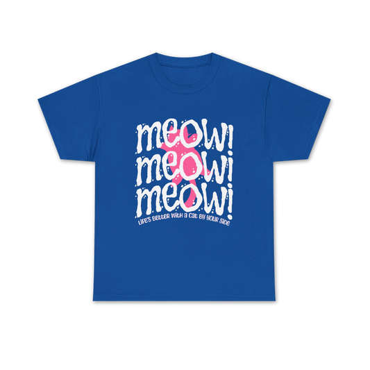 Triple Meow Tee - Regular Fit - Pink Cat