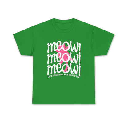 Triple Meow Tee - Regular Fit - Pink Cat