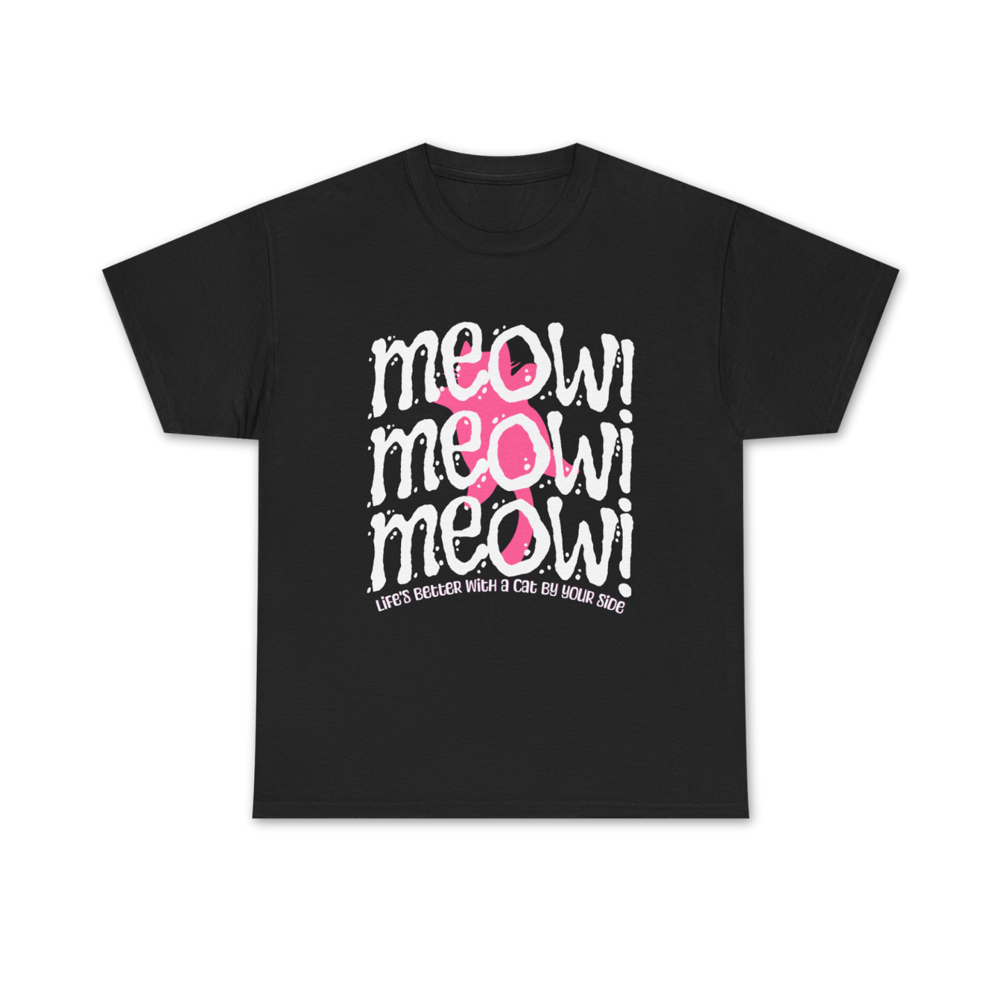 Triple Meow Tee - Regular Fit - Pink Cat