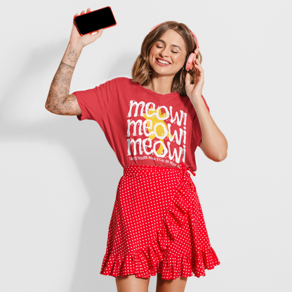 Triple Meow Tee - Regular Fit - Yellow Cat